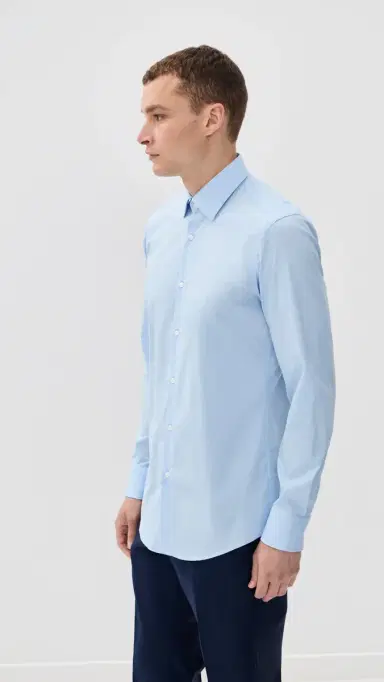 BOSS Slim Fit Easy Iron Cotton Poplin Dress Shirt Light Pastel Blue 18 | Thumbnail 4 BOSS Slim Fit Easy Iron Cotton Poplin Dress Shirt Light Pastel Blue 18 | Thumbnail 4