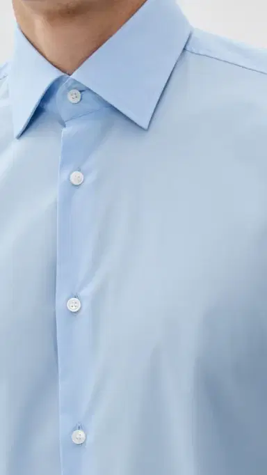 BOSS Slim Fit Easy Iron Cotton Poplin Dress Shirt Light Pastel Blue 18 | Thumbnail 6 BOSS Slim Fit Easy Iron Cotton Poplin Dress Shirt Light Pastel Blue 18 | Thumbnail 6