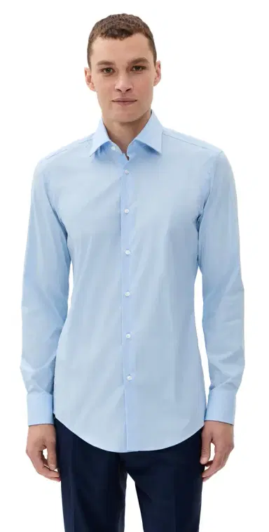 BOSS Slim Fit Easy Iron Cotton Poplin Dress Shirt Light Pastel Blue 18 | Thumbnail 1 BOSS Slim Fit Easy Iron Cotton Poplin Dress Shirt Light Pastel Blue 18 | Thumbnail 1