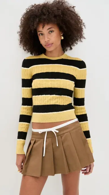 State & Lake Cable Knit Pullover Khaki/Black/White L | Thumbnail 2 State & Lake Cable Knit Pullover Khaki/Black/White L | Thumbnail 2