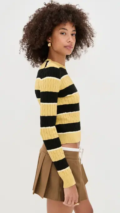 State & Lake Cable Knit Pullover Khaki/Black/White L | Thumbnail 4 State & Lake Cable Knit Pullover Khaki/Black/White L | Thumbnail 4