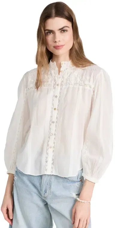 LoveShackFancy Ronda Top Antique White | Thumbnail 1 LoveShackFancy Ronda Top Antique White | Thumbnail 1