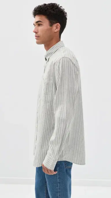 Barbour Nelson tripe Long Sleeve Tailored Shirt Bleached Olive | Thumbnail 4 Barbour Nelson tripe Long Sleeve Tailored Shirt Bleached Olive | Thumbnail 4