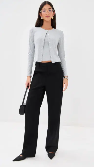 LE BOP Eloise Cropped Cardigan Heather Grey L | Thumbnail 5 LE BOP Eloise Cropped Cardigan Heather Grey L | Thumbnail 5