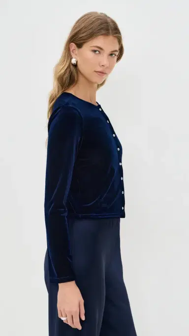 LE BOP Eloise Velvet Cardigan Navy | Thumbnail 4 LE BOP Eloise Velvet Cardigan Navy | Thumbnail 4