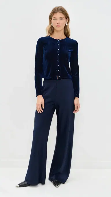 LE BOP Eloise Velvet Cardigan Navy | Thumbnail 5 LE BOP Eloise Velvet Cardigan Navy | Thumbnail 5