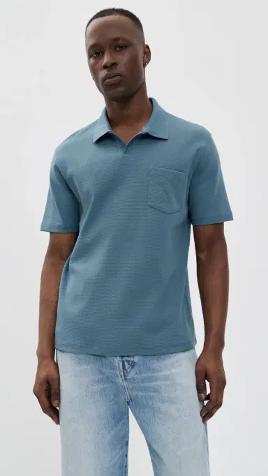 Vince Johnny Collar Shirt Uniform Blue | Thumbnail 2 Vince Johnny Collar Shirt Uniform Blue | Thumbnail 2