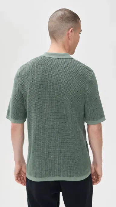 Faherty Short Sleeve unwashed Sweater Shirt Mountain Olive | Thumbnail 3 Faherty Short Sleeve unwashed Sweater Shirt Mountain Olive | Thumbnail 3