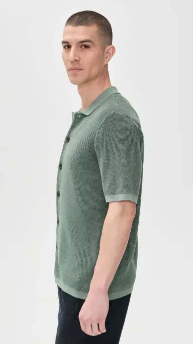 Faherty Short Sleeve unwashed Sweater Shirt Mountain Olive | Thumbnail 4 Faherty Short Sleeve unwashed Sweater Shirt Mountain Olive | Thumbnail 4
