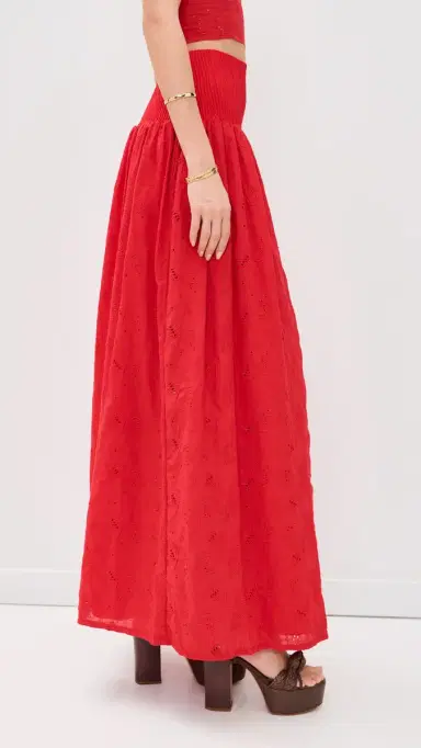 The Lulo Project The Drift Skirt Koel Eyelet Bird Red | Thumbnail 4 The Lulo Project The Drift Skirt Koel Eyelet Bird Red | Thumbnail 4