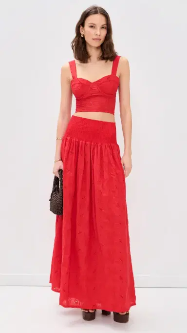 The Lulo Project The Drift Skirt Koel Eyelet Bird Red | Thumbnail 5 The Lulo Project The Drift Skirt Koel Eyelet Bird Red | Thumbnail 5