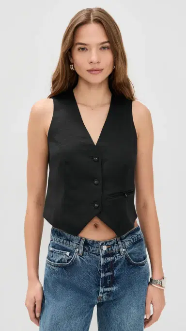 LE BOP Simone Satin Vest Black 6 | Thumbnail 2 LE BOP Simone Satin Vest Black 6 | Thumbnail 2