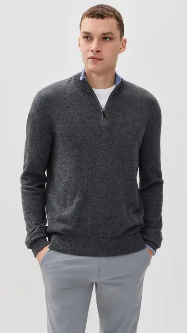 Greyson ebonack Cashmere Blend Quarter Zip Sweater Dark Grey Heather | Thumbnail 2 Greyson ebonack Cashmere Blend Quarter Zip Sweater Dark Grey Heather | Thumbnail 2