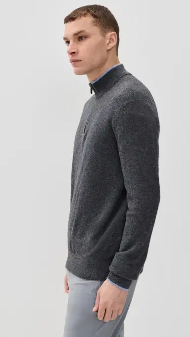 Greyson ebonack Cashmere Blend Quarter Zip Sweater Dark Grey Heather | Thumbnail 4 Greyson ebonack Cashmere Blend Quarter Zip Sweater Dark Grey Heather | Thumbnail 4