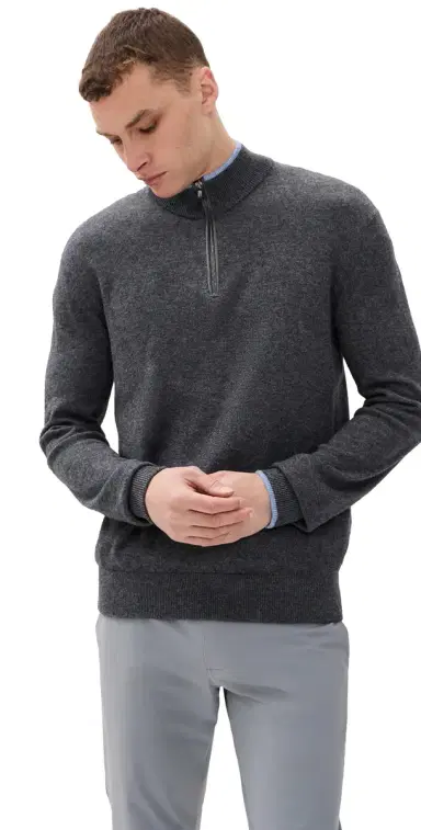 Greyson ebonack Cashmere Blend Quarter Zip Sweater Dark Grey Heather | Thumbnail 1 Greyson ebonack Cashmere Blend Quarter Zip Sweater Dark Grey Heather | Thumbnail 1