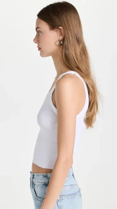RE/DONE Cropped Ribbed Tank Optic White | Thumbnail 4 RE/DONE Cropped Ribbed Tank Optic White | Thumbnail 4