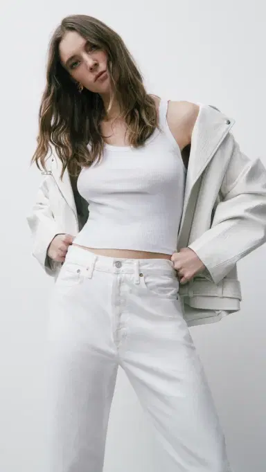 RE/DONE Cropped Ribbed Tank Optic White | Thumbnail 6 RE/DONE Cropped Ribbed Tank Optic White | Thumbnail 6