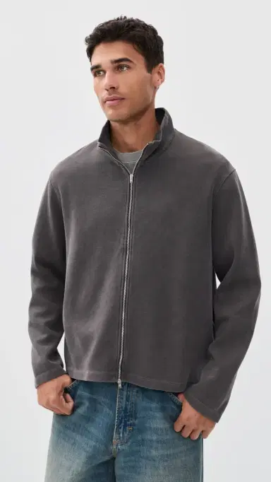 Our Legacy Shrunken Full Zip Sweater Worn Graphite Athletic Rib | Thumbnail 2 Our Legacy Shrunken Full Zip Sweater Worn Graphite Athletic Rib | Thumbnail 2