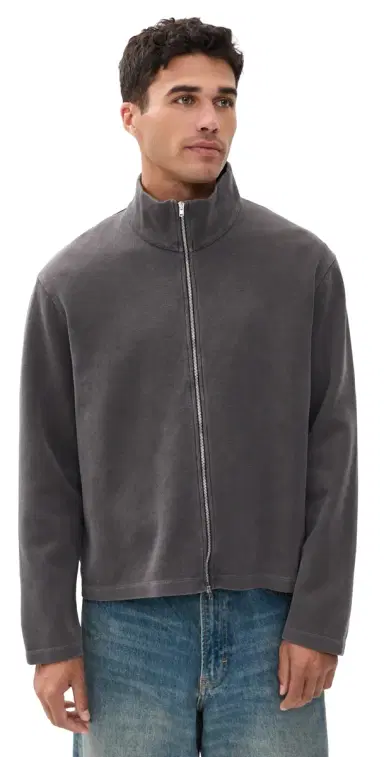 Our Legacy Shrunken Full Zip Sweater Worn Graphite Athletic Rib | Thumbnail 1 Our Legacy Shrunken Full Zip Sweater Worn Graphite Athletic Rib | Thumbnail 1