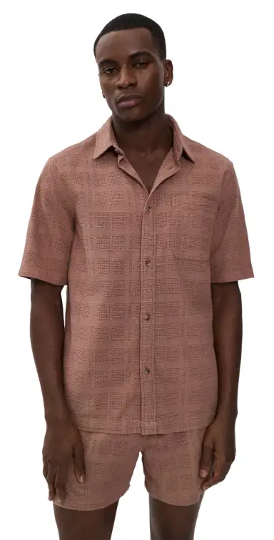 Les Deux Charlie Short Sleeve Shirt Cognac Red | Thumbnail 1 Les Deux Charlie Short Sleeve Shirt Cognac Red | Thumbnail 1