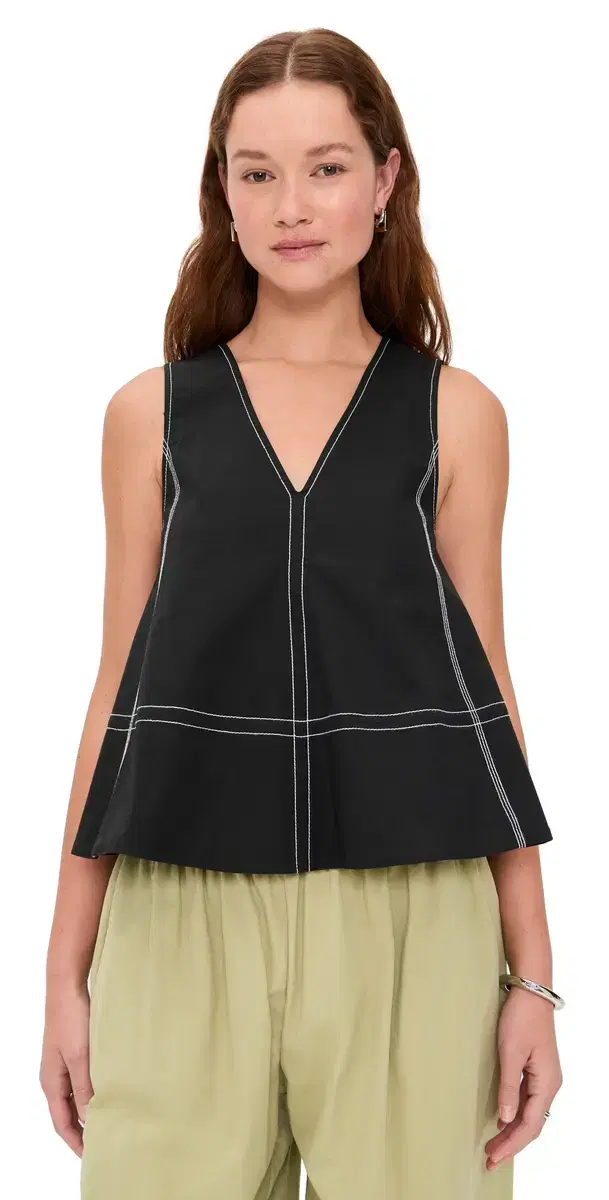 Stretch Cotton A-line Top Black Stretch Cotton A-line Top Black