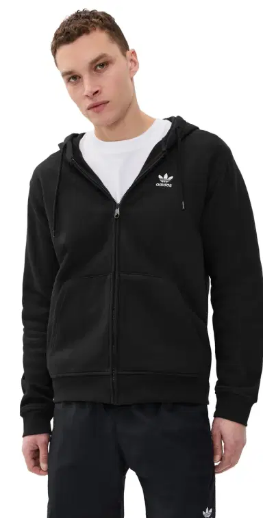 Adidas Trefoil Essentials Full Zip Hoodie Black M | Thumbnail 1 Adidas Trefoil Essentials Full Zip Hoodie Black M | Thumbnail 1