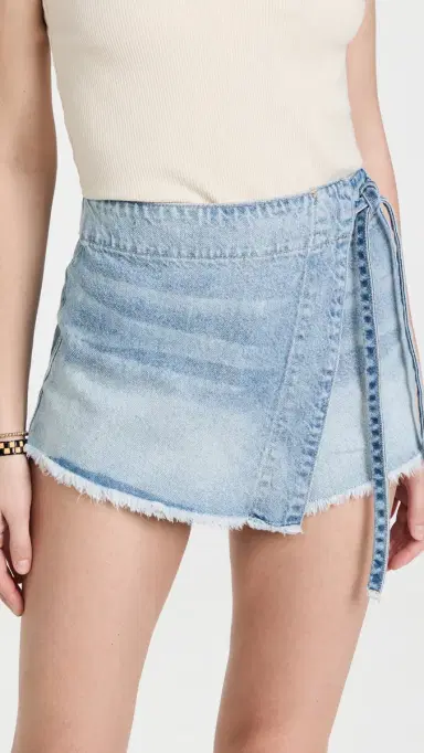 Free People Emmy Denim Skort Light Blue Wash 6 | Thumbnail 2 Free People Emmy Denim Skort Light Blue Wash 6 | Thumbnail 2
