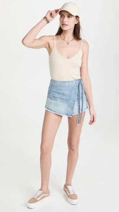 Free People Emmy Denim Skort Light Blue Wash 6 | Thumbnail 5 Free People Emmy Denim Skort Light Blue Wash 6 | Thumbnail 5