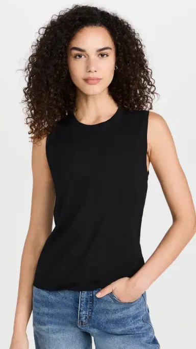 Theory Crew Neck Shell Top Black S | Thumbnail 2 Theory Crew Neck Shell Top Black S | Thumbnail 2