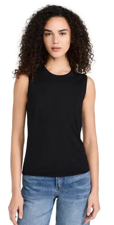 Theory Crew Neck Shell Top Black S | Thumbnail 1 Theory Crew Neck Shell Top Black S | Thumbnail 1