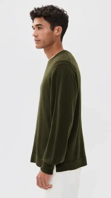 OFFICINE GÉNÉRALE Nina Crew Neck Merino Wool weater Olive | Thumbnail 4 OFFICINE GÉNÉRALE Nina Crew Neck Merino Wool weater Olive | Thumbnail 4