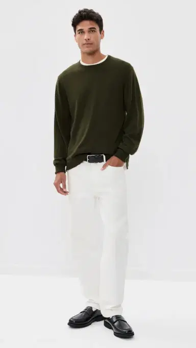 OFFICINE GÉNÉRALE Nina Crew Neck Merino Wool weater Olive | Thumbnail 5 OFFICINE GÉNÉRALE Nina Crew Neck Merino Wool weater Olive | Thumbnail 5