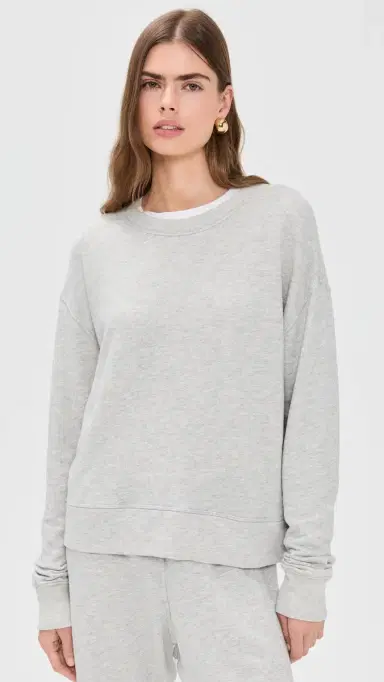 perfectwhitetee Tyler French Terry Pullover Sweatshirt Heather Grey | Thumbnail 2 perfectwhitetee Tyler French Terry Pullover Sweatshirt Heather Grey | Thumbnail 2