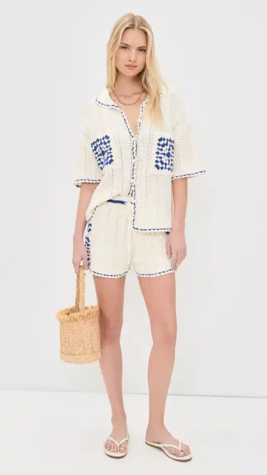 MINKPINK Avalon Crochet Shorts White/Blue | Thumbnail 5 MINKPINK Avalon Crochet Shorts White/Blue | Thumbnail 5