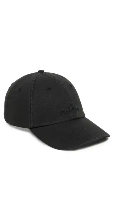 Stone Island Brushed Cotton Baseball Cap Black One Size | Thumbnail 1 Stone Island Brushed Cotton Baseball Cap Black One Size | Thumbnail 1