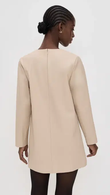 LE BOP Ophelia Faux Leather Mini Dress Sand | Thumbnail 3 LE BOP Ophelia Faux Leather Mini Dress Sand | Thumbnail 3