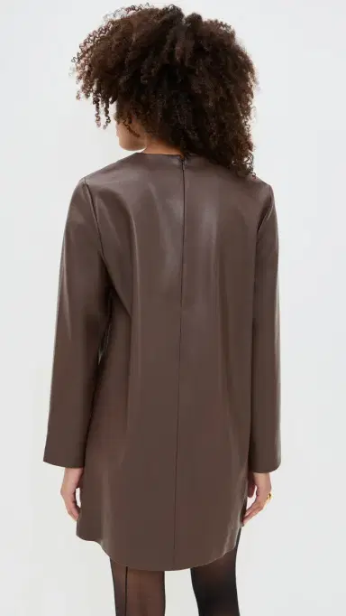 LE BOP Ophelia Faux Leather Mini Dress Coffee | Thumbnail 3 LE BOP Ophelia Faux Leather Mini Dress Coffee | Thumbnail 3