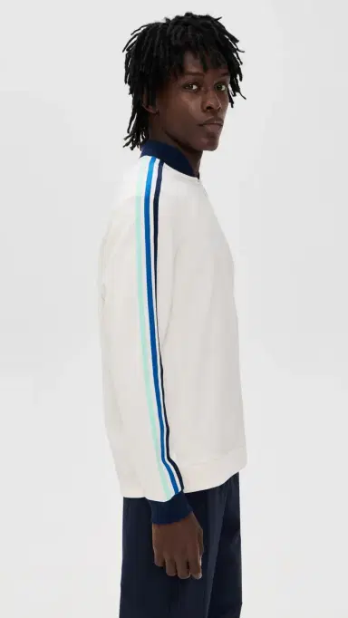 Adidas Golf Originals 3-Stripe 1/4 Zip Chalk White/Night Indigo | Thumbnail 4 Adidas Golf Originals 3-Stripe 1/4 Zip Chalk White/Night Indigo | Thumbnail 4