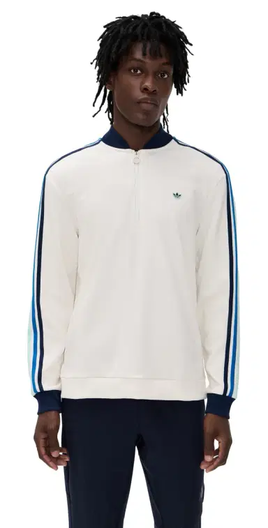 Adidas Golf Originals 3-Stripe 1/4 Zip Chalk White/Night Indigo | Thumbnail 1 Adidas Golf Originals 3-Stripe 1/4 Zip Chalk White/Night Indigo | Thumbnail 1