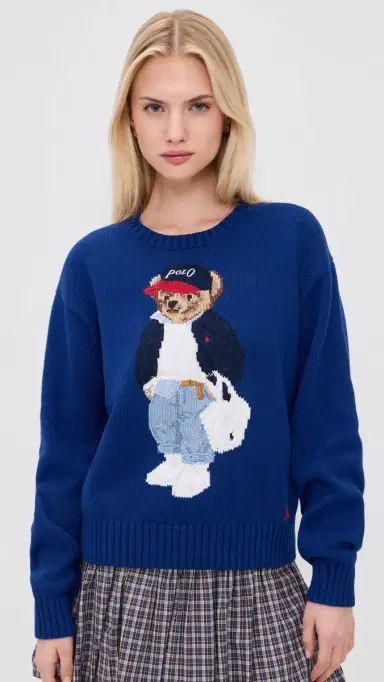 Polo Ralph Lauren Cotton Bear Pullover Sporting Royal L | Thumbnail 2 Polo Ralph Lauren Cotton Bear Pullover Sporting Royal L | Thumbnail 2