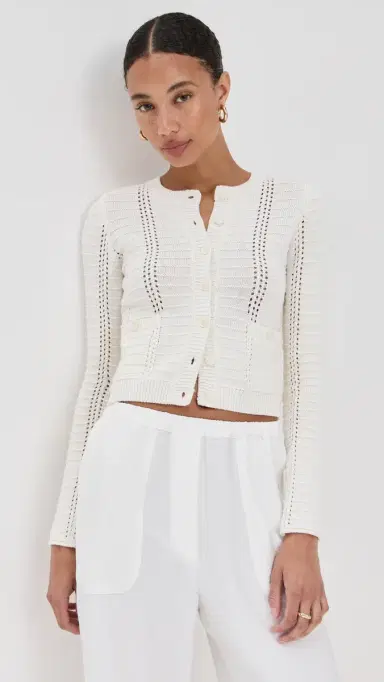 Sablyn Charlotte Slim Crewneck Cardigan Gardenia | Thumbnail 2 Sablyn Charlotte Slim Crewneck Cardigan Gardenia | Thumbnail 2