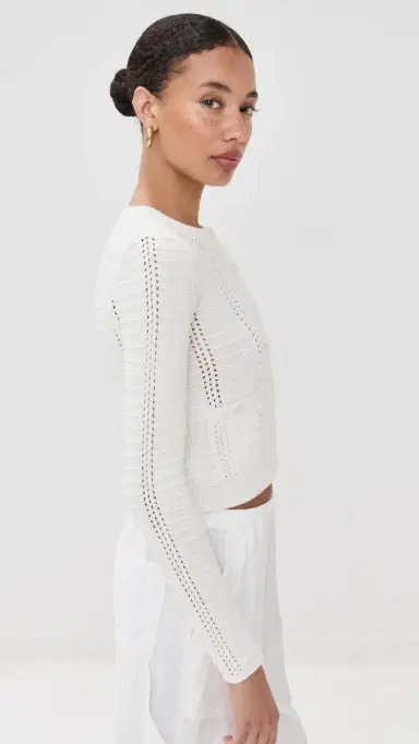 Sablyn Charlotte Slim Crewneck Cardigan Gardenia | Thumbnail 4 Sablyn Charlotte Slim Crewneck Cardigan Gardenia | Thumbnail 4