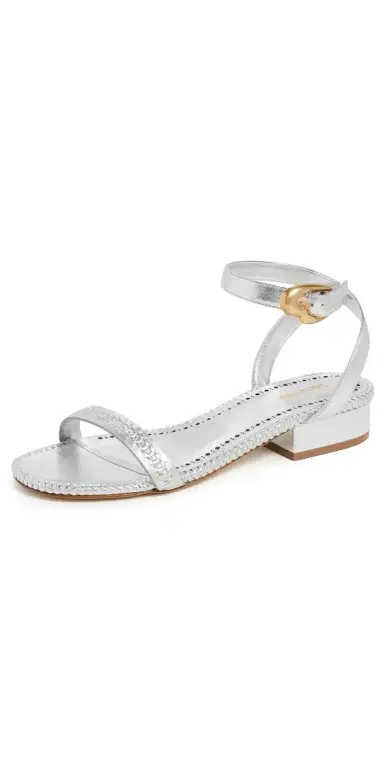 Larroudé Verona Flat Sandals Silver | Thumbnail 1 Larroudé Verona Flat Sandals Silver | Thumbnail 1