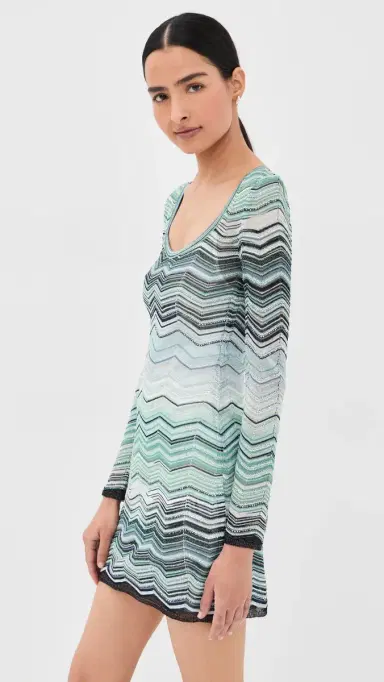 Missoni Short Sequin Dress Turquoise Tones | Thumbnail 4 Missoni Short Sequin Dress Turquoise Tones | Thumbnail 4