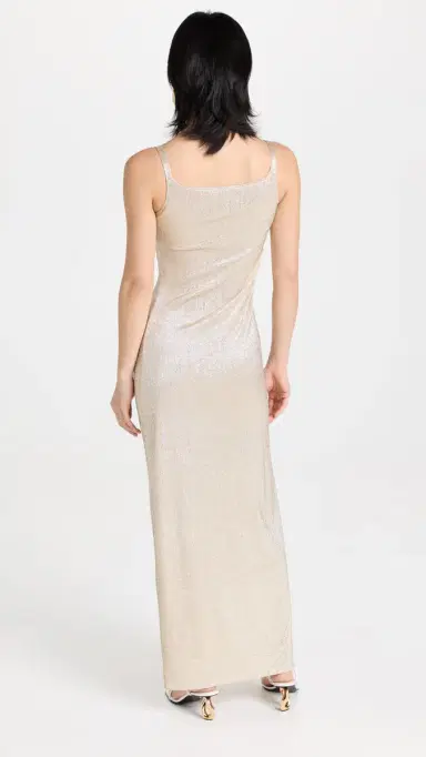 rabanne Draped Midi Dress In Jersey Silver/Gold | Thumbnail 3 rabanne Draped Midi Dress In Jersey Silver/Gold | Thumbnail 3