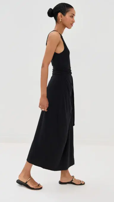Another Tomorrow Sarong Tie Dress Black | Thumbnail 4 Another Tomorrow Sarong Tie Dress Black | Thumbnail 4