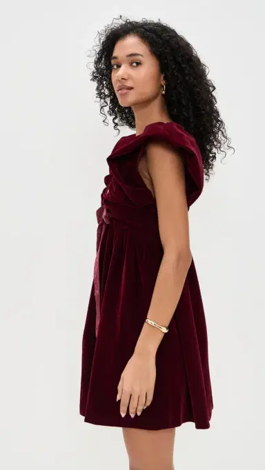 endless rose Velvet Satin Bow Mini Dress erlot | Thumbnail 4 endless rose Velvet Satin Bow Mini Dress erlot | Thumbnail 4