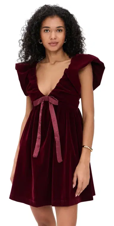 endless rose Velvet Satin Bow Mini Dress erlot | Thumbnail 1 endless rose Velvet Satin Bow Mini Dress erlot | Thumbnail 1