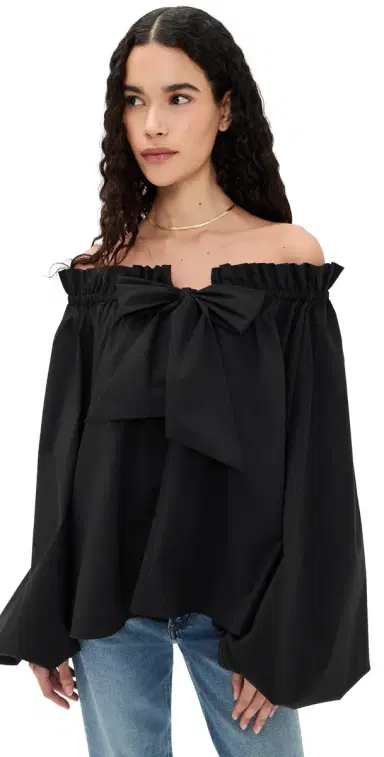 CAROLINE CONSTAS Adeline Tie Blouse Black | Thumbnail 1 CAROLINE CONSTAS Adeline Tie Blouse Black | Thumbnail 1