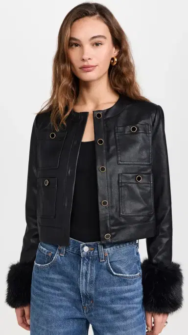 Wayf Boxy eather Jacket Black | Thumbnail 2 Wayf Boxy eather Jacket Black | Thumbnail 2